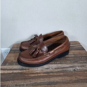 Brown Shoe Sundance Kiltie Tassel Brown Leather Men's Loafers Size 9
